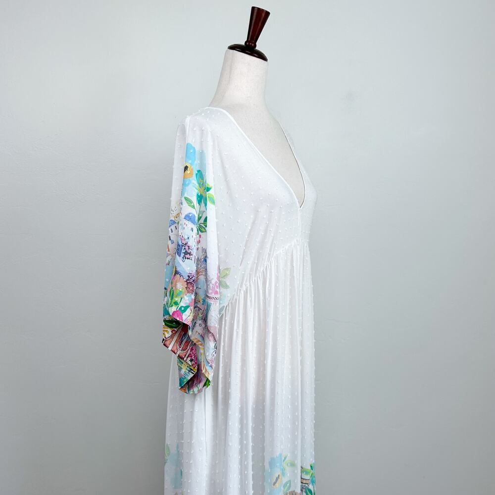Johnny Was Spello Kaftan XS White Tropical Dolman Kaftan Maxi Dress NWOT - Picture 6 of 14